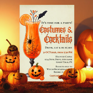 Feestelijke sinaasjurken & cocktails Halloween-fee Kaart