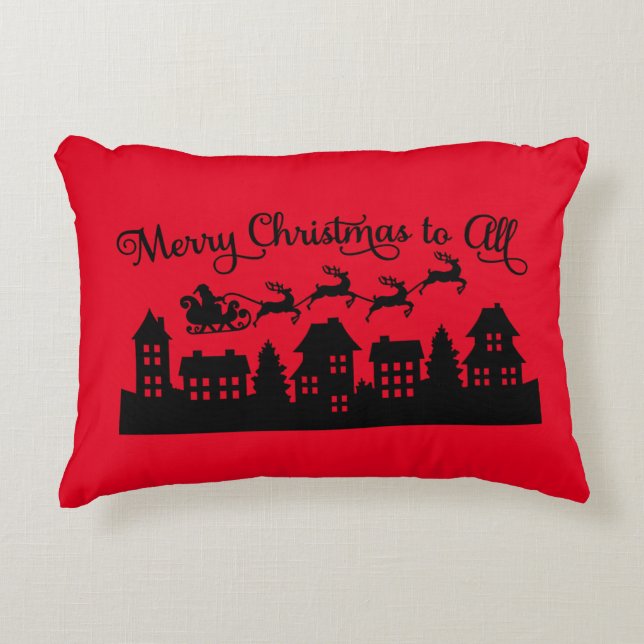 Feestelijke Sinterklaas en Rendier Sierkussen Accent Kussen (Voorkant)
