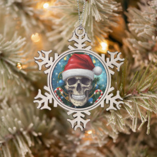 Feestelijke Sinterklaas Schedel Tin Sneeuwvlok Ornament