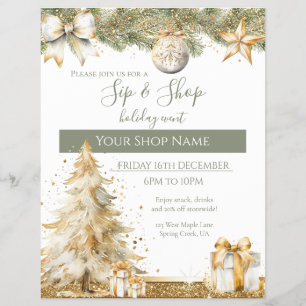 Feestelijke Sip & Shop Holiday Event elegante mark Flyer