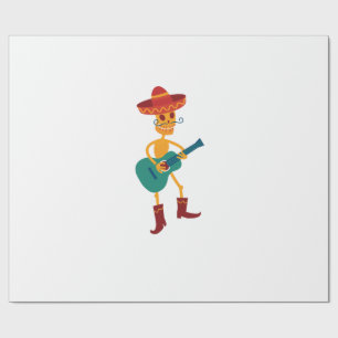 Feestelijke Skeletafspeler op Gitaar Cadeaupapier