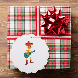 Feestelijke Skeletafspeler op Gitaar Ornament Kaart