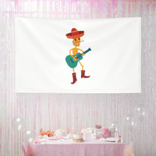 Feestelijke Skeletspeelgitaar Spandoek