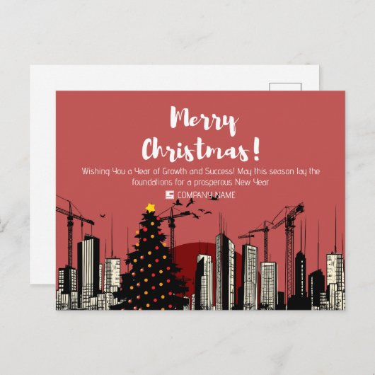 Feestelijke Skyline en X-Max Tree Building Beroep Feestdagenkaart (Voorkant / Achterkant)