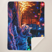 Feestelijke slapende kat kleurrijke dierenliefhebb sherpa deken (Voorkant)