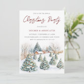 Feestelijke Sneeuw Chalet & Boom Kerstfeest Kaart (Staand voorkant)