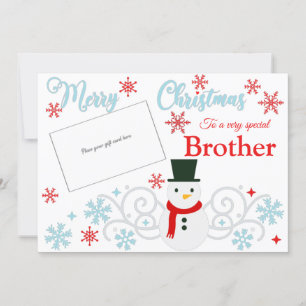 Feestelijke Sneeuwman Brother Gift Kaart Houder