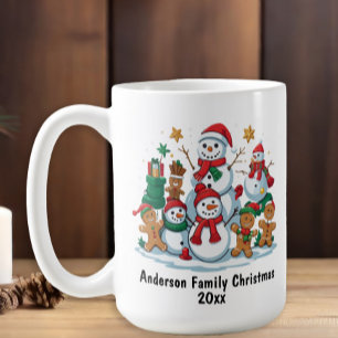 Feestelijke Sneeuwman Gingerbread Familie Kerstjaa Koffiemok