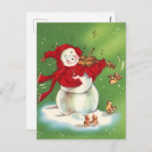 Feestelijke  sneeuwman kerst feestdagenkaart (Voorkant / Achterkant)