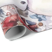 Feestelijke Sneeuwman & Kerstbloemen Cadeaupapier (Rol Hoek)