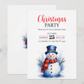 Feestelijke Sneeuwman Kerstfeest Uitnodiging (Voorkant / Achterkant)