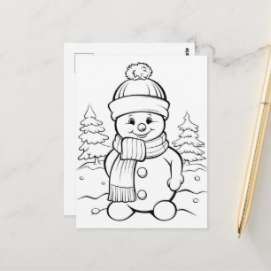 Feestelijke sneeuwman kinder kleurstof briefkaart