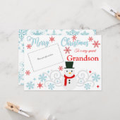 Feestelijke Sneeuwman Kleinzoon Gift Kaart Houder (Voorkant / Achterkant in situ)