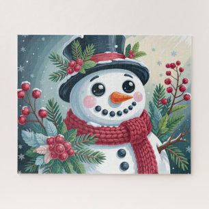 Feestelijke Sneeuwman Met Botanicals Legpuzzel