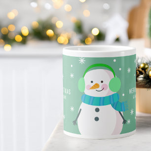 Feestelijke Sneeuwman Sneeuwvlok Kerstmis Nieuwjaa Extra Grote Beker