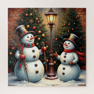 Feestelijke Sneeuwmannen en Kerstbomen Legpuzzel