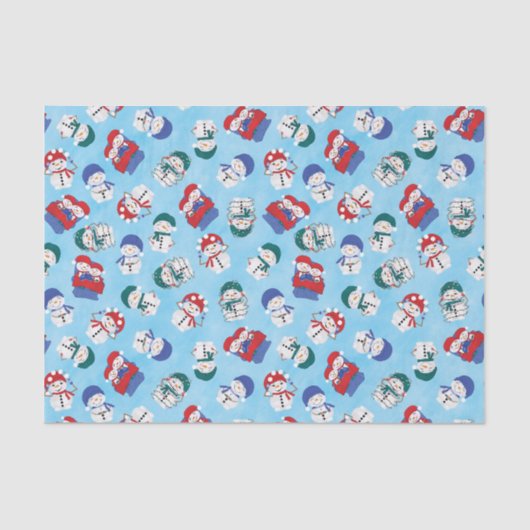 Feestelijke sneeuwpoppen Waterverf kerstpatroon Tissuepapier (Voorkant)