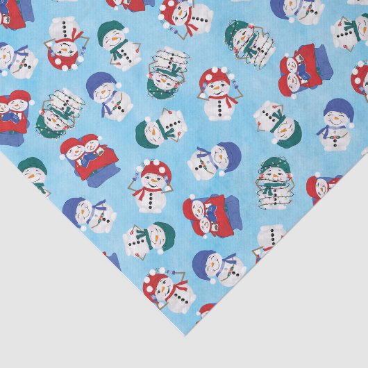 Feestelijke sneeuwpoppen Waterverf kerstpatroon Tissuepapier (Detail)