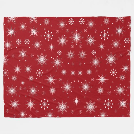 Feestelijke Sneeuwvlok Deken in Levendig Rood (Voorkant (Horizontaal))