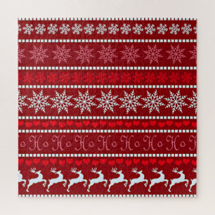 Feestelijke Sneeuwvlok en Rendier Ontwerp Legpuzzel