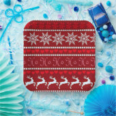 Feestelijke sneeuwvlok en rendierontwerp papieren bordje (Feest)