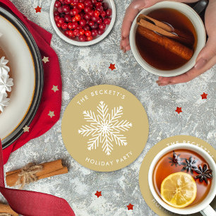 Feestelijke sneeuwvlok kerstfeest ronde kartonnen onderzetter