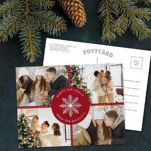 Feestelijke Sneeuwvlok Kerstmis 4 Foto Echt Folie Feestdagen Briefkaart