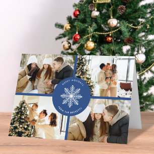 Feestelijke Sneeuwvlok Kerstmis 4 Foto Feestdagen Kaart