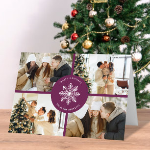 Feestelijke Sneeuwvlok Kerstmis 4 Foto Feestdagen Kaart