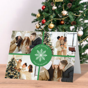 Feestelijke Sneeuwvlok Kerstmis 4 Foto Feestdagen Kaart