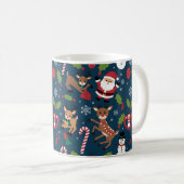 Feestelijke sneeuwvlokken kerstontwerp koffiemok (Voorkant rechts)