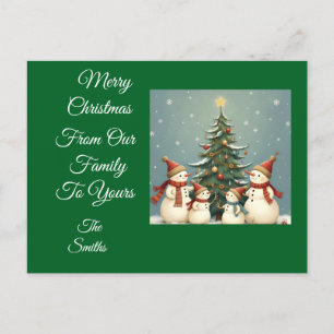 Feestelijke Snowman Familie Kerst Collectie Feestdagenkaart