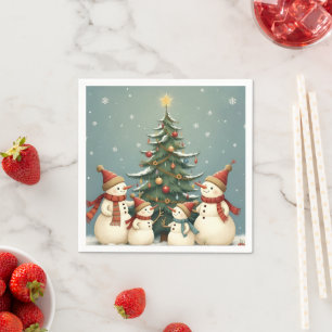 Feestelijke Snowman Familie Kerst Collectie Servet