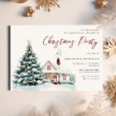 Feestelijke Snowy Christmas House & Tree kerstfees Kaart