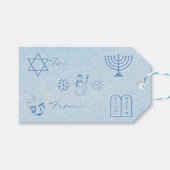 Feestelijke Sparkle HANUKKAH Cadeaulabel (Voorkant (Horizontaal))