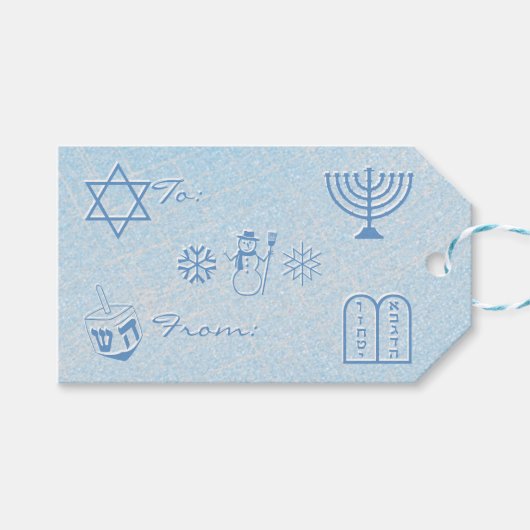Feestelijke Sparkle HANUKKAH Cadeaulabel (Voorkant (Horizontaal))