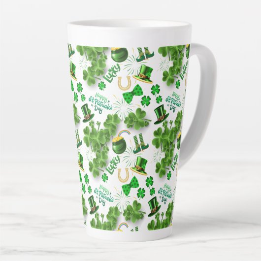 Feestelijke St. Patrick's Day Ierse Geïnspireerd Latte Mok (Rechterhoek)