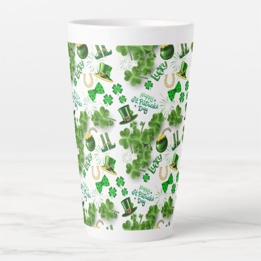 Feestelijke St. Patrick's Day Ierse Geïnspireerd Latte Mok (Voorkant)