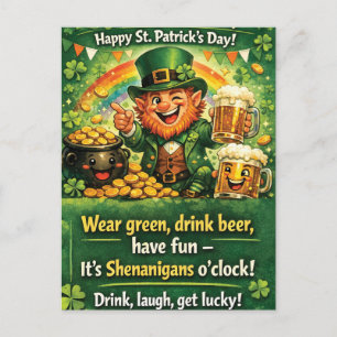 Feestelijke St. Patrick's Day Kabouter Groet Briefkaart