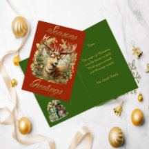Feestelijke Stag Kerst Kaart
