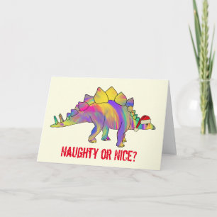 Feestelijke Stegosaurus Grappige Kerstman Dinosaur Kaart