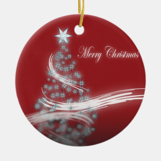 Feestelijke Ster Chique Kerstmis Evergreen Keramisch Ornament (Voorkant)