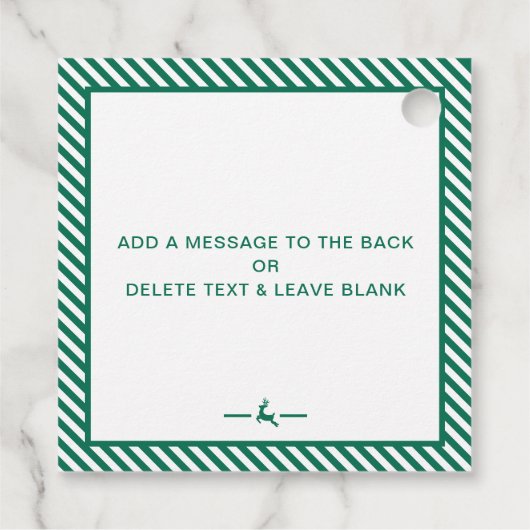 Feestelijke streep groen van Santa Gift Bedankjes Labels (Achterkant)