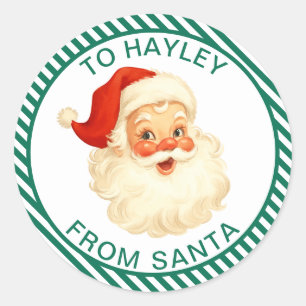 Feestelijke streep groen van Santa Gift Ronde Sticker