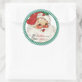 Feestelijke streep groen van Santa Gift Ronde Sticker (Tas)