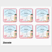 Feestelijke Streep Rode Kerstman Workshop Gift Vierkante Sticker (Vel)