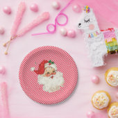 Feestelijke Streep Rood Retro Santa Papieren Bordje (Feest)
