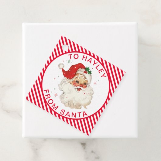 Feestelijke streep rood van Santa Gift Bedankjes Labels (In situ)