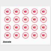 Feestelijke streep slee hand met zorg ronde sticker (Vel)