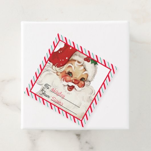 Feestelijke streep van Santa Gift Bedankjes Labels (In situ)
